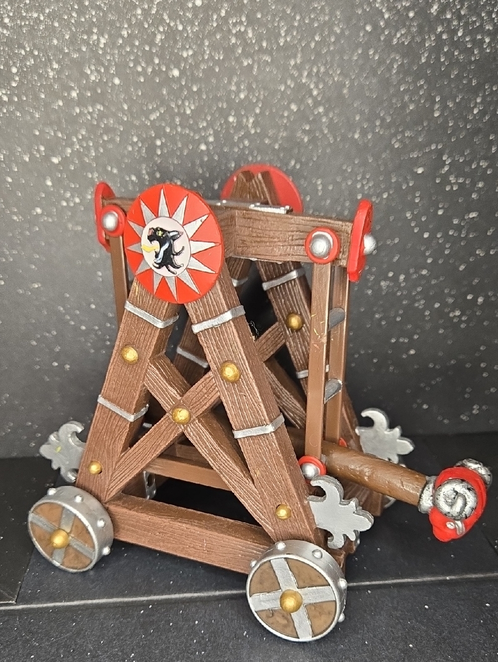 2003 Papo Red Dragon Battering Ram Medieval Mythical Figure Moving Toy Retired